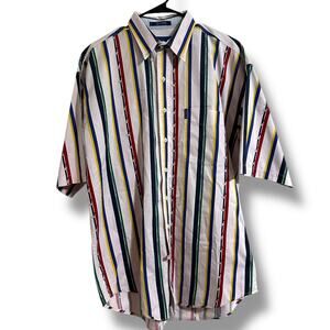 Vintage men’s Chaps Ralph Lauren golf theme casual Button Down Shirt Stripes